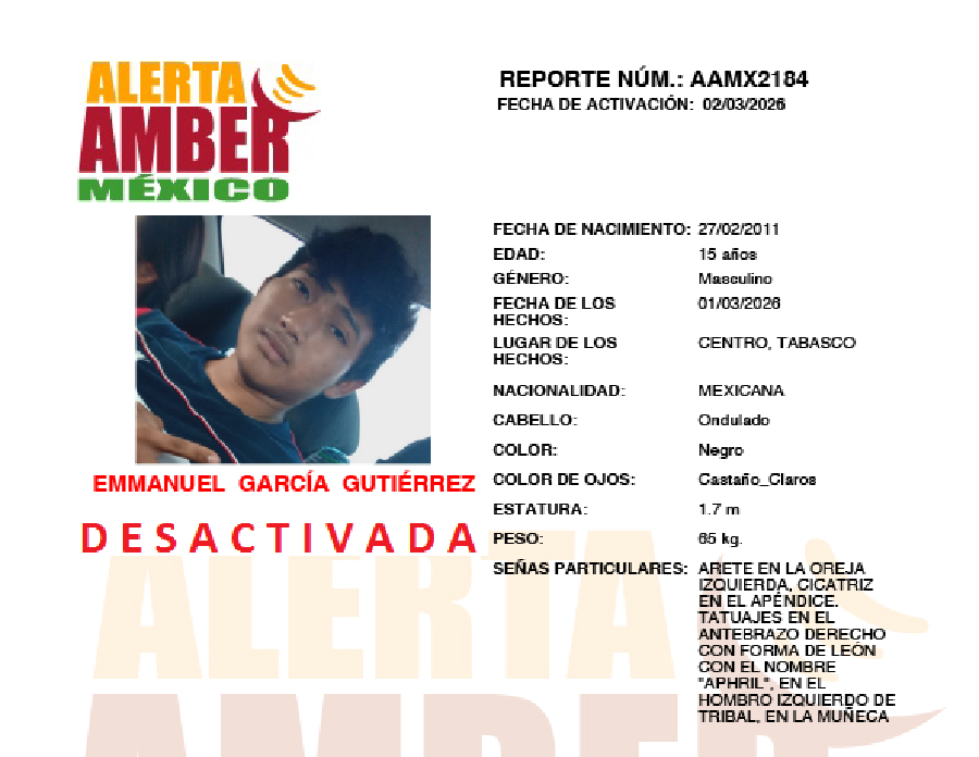 Alerta Amber Emmanuel