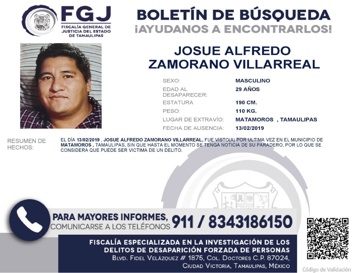 Boletín de Búsqueda Josue