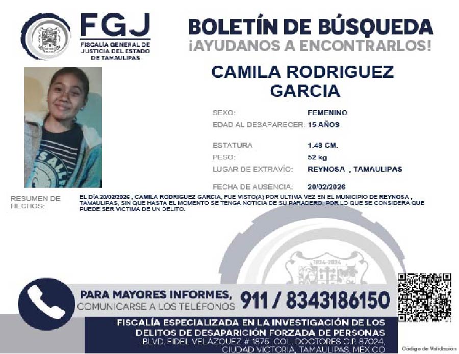 Boletín de Búsqueda Camila