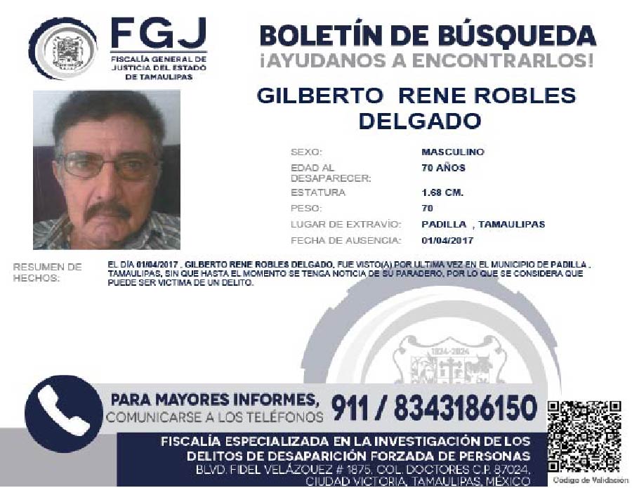Boletín de Búsqueda Gilberto Rene