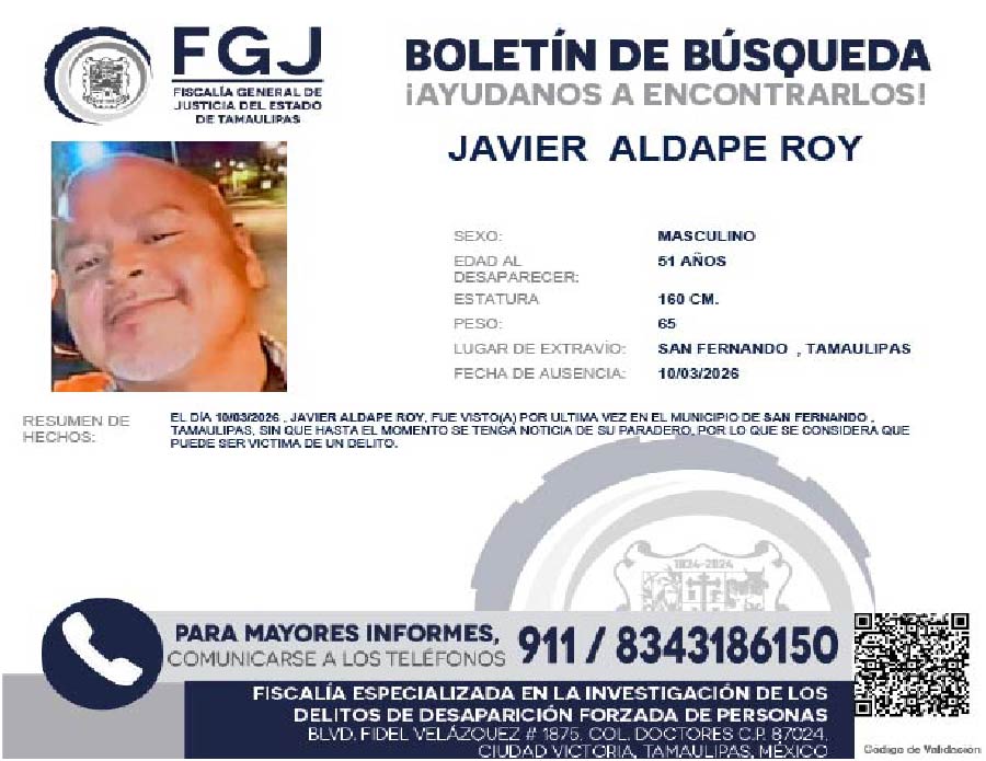 Boletín de Búsqueda Javier Aldape