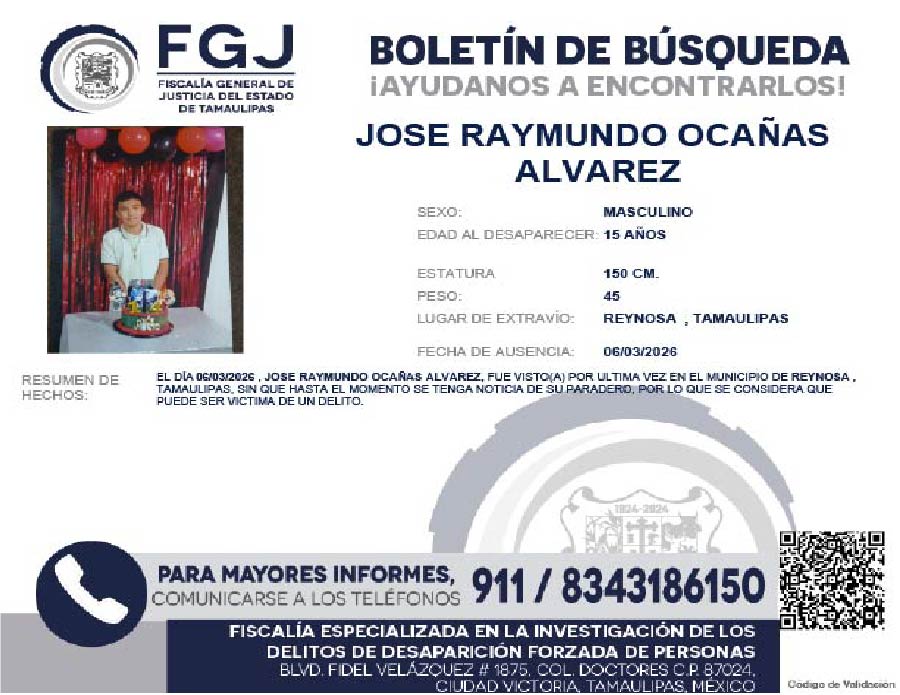 Boletín de Búsqueda Jose Raymundo