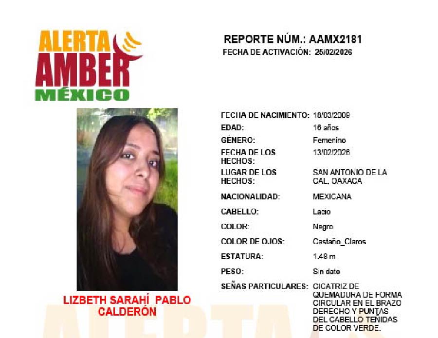 Boletín de Búsqueda Lizbeth Sarahi Pablo
