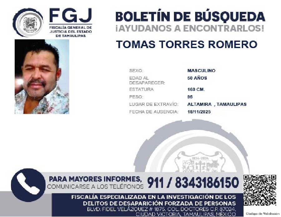 Boletín de Búsqueda Tomas Torres
