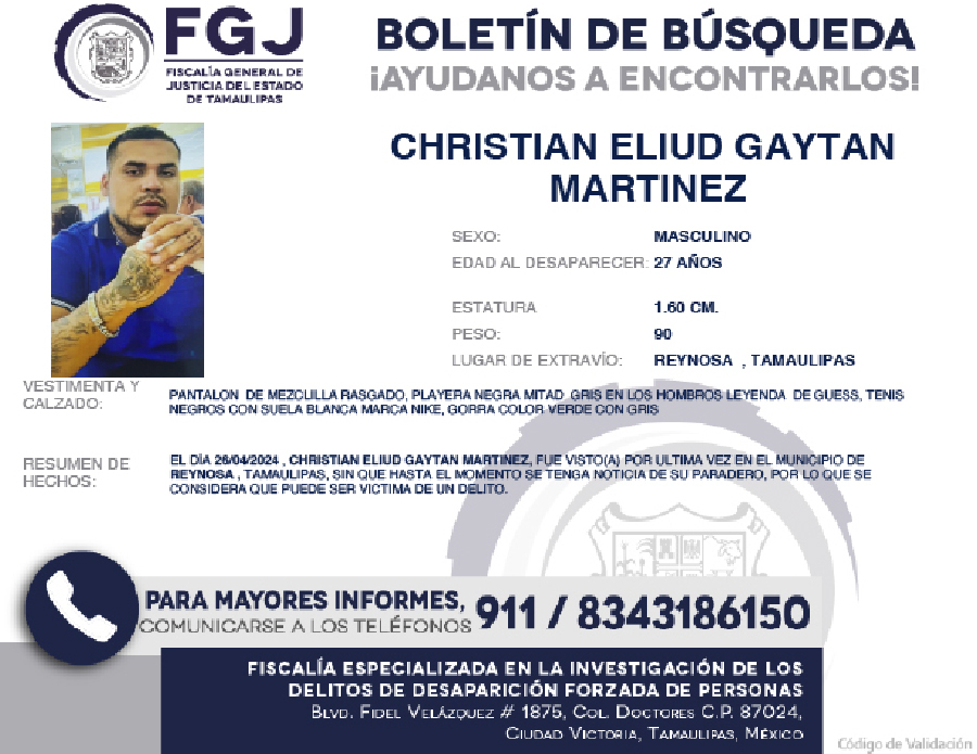 Boletín de Búsqueda Cristian