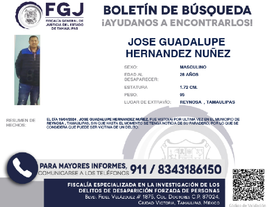 Boletín de Búsqueda Jose Guadalupe