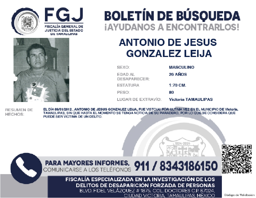 Boletín de búsqueda Antonio