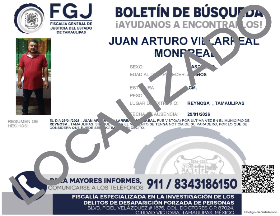 Boletín de Búsqueda Juan Arturo