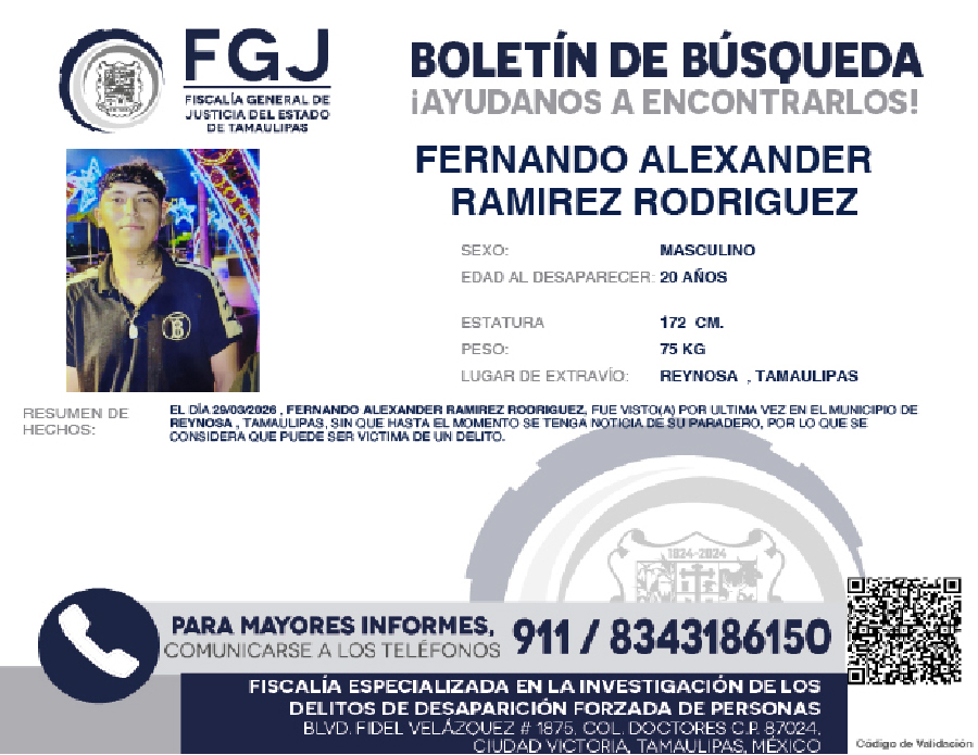 Boletín de Búsqueda Fernando Alexander