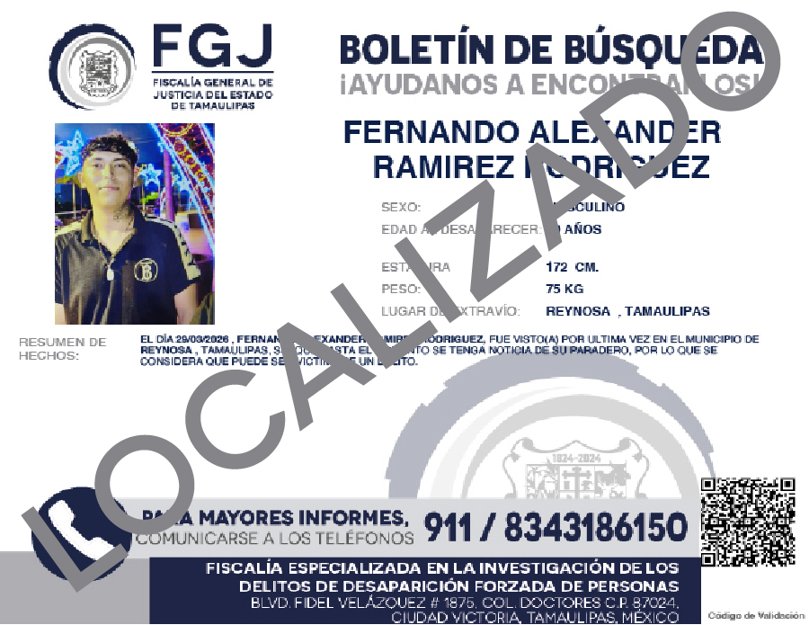 Boletín de Búsqueda Fernando Alexander