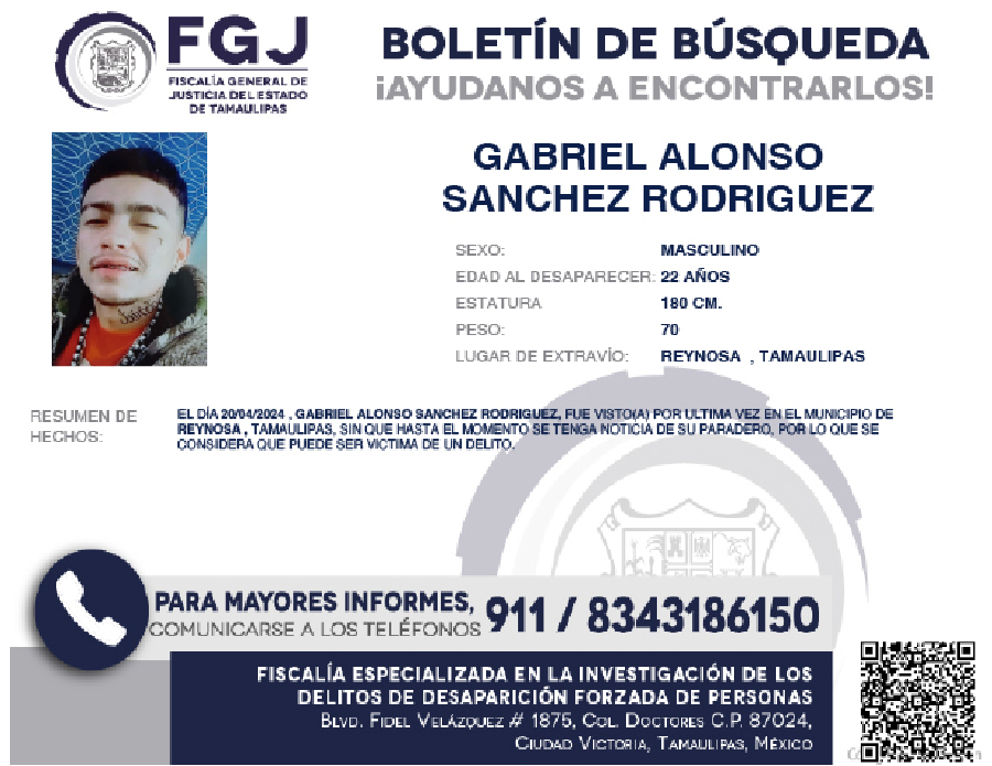 Boletín de búsqueda Gabriel