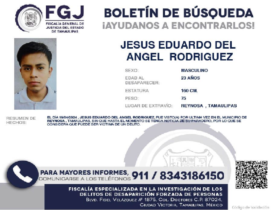 Boletín de B úsqueda Jesus Eduardo