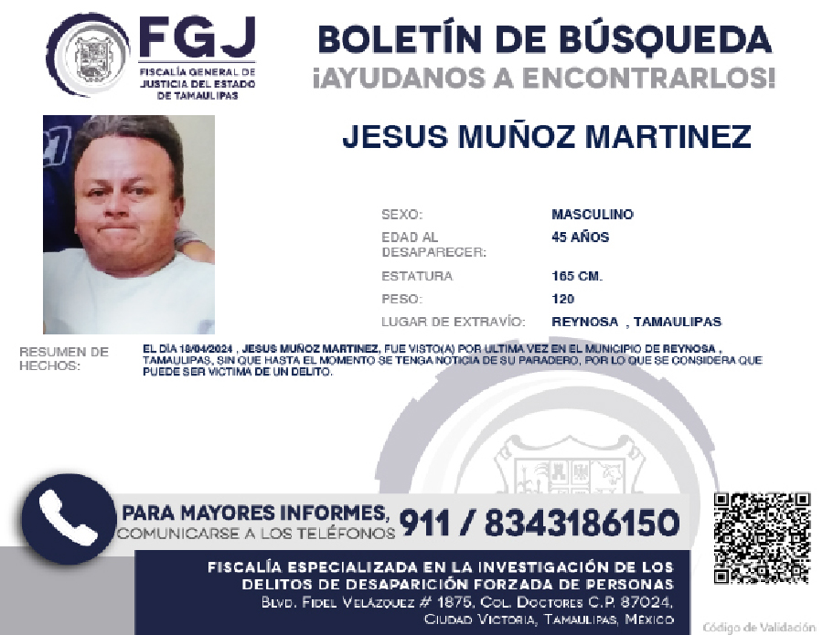 Boletín de Búsqueda Jesus Muñoz