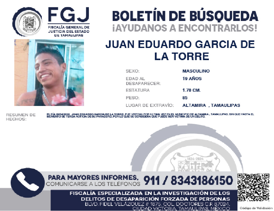 Boletín de Búsqueda Juan Eduardo