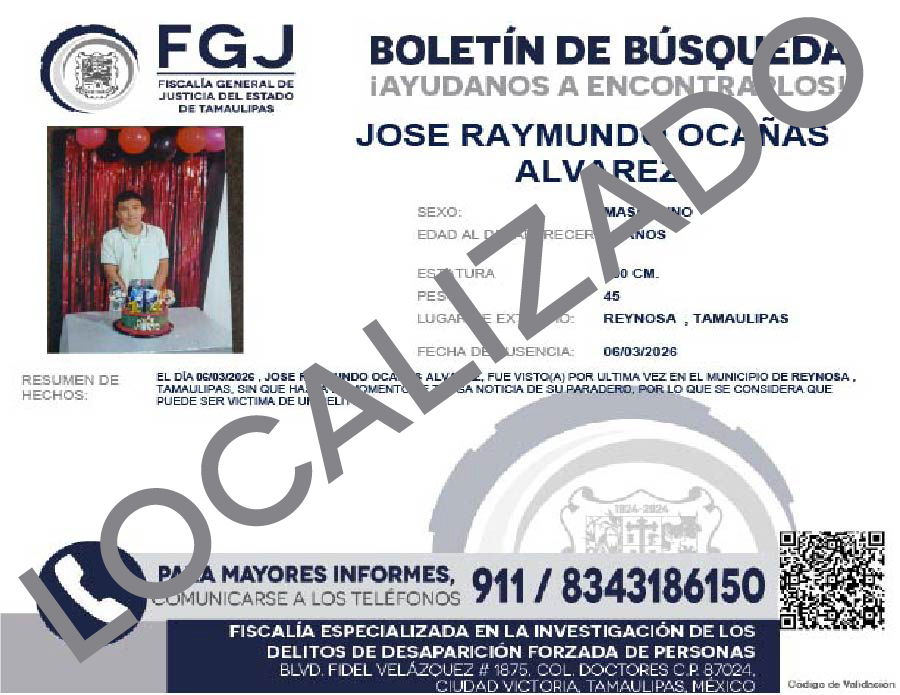 Boletín de Búsqueda Jose Raymundo