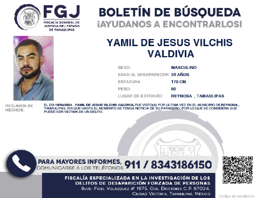 Boletín de Búsqueda Yamil