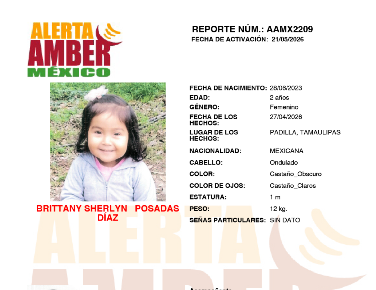 Alerta Amber Britany sherlyn