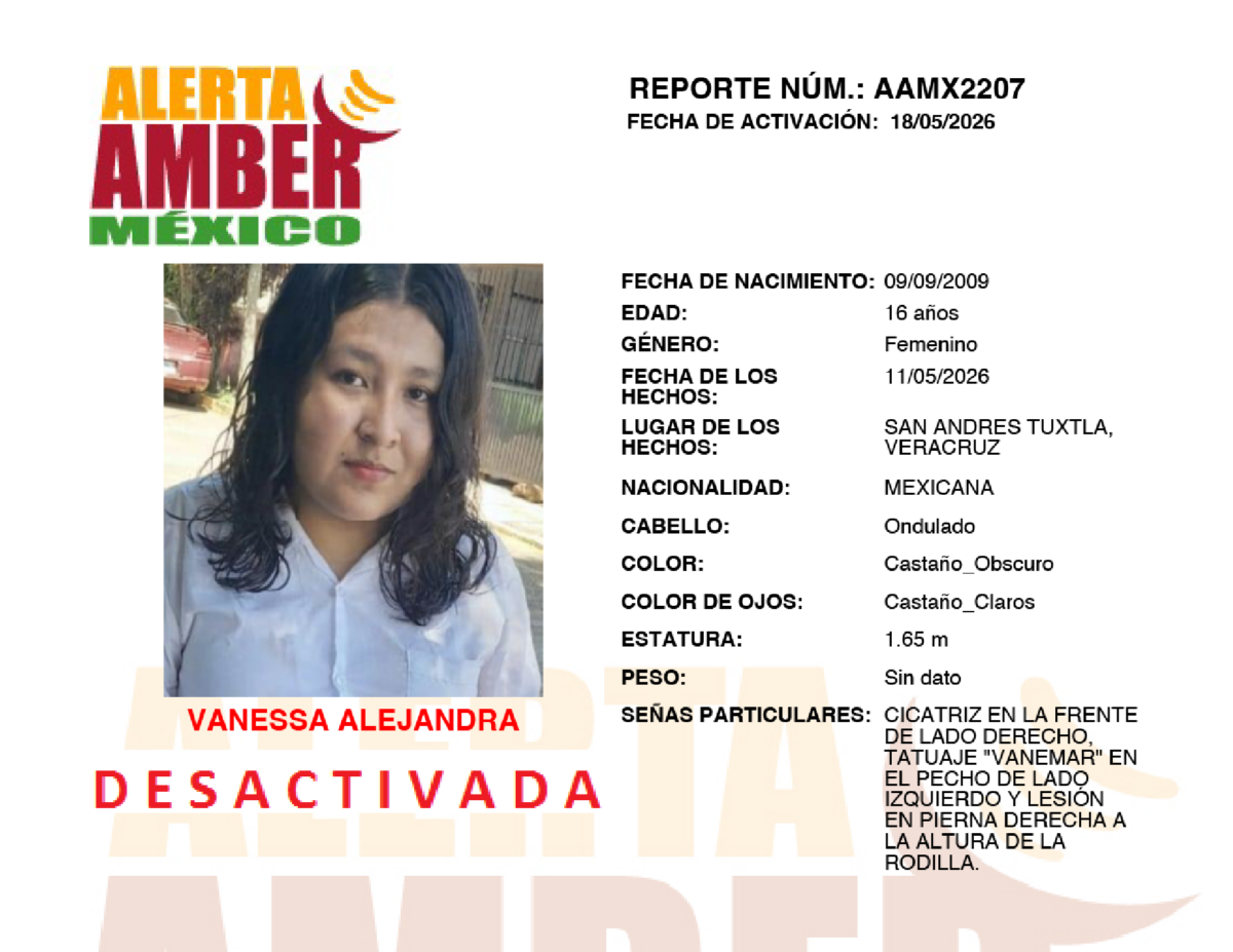 Alerta Amber Vanessa
