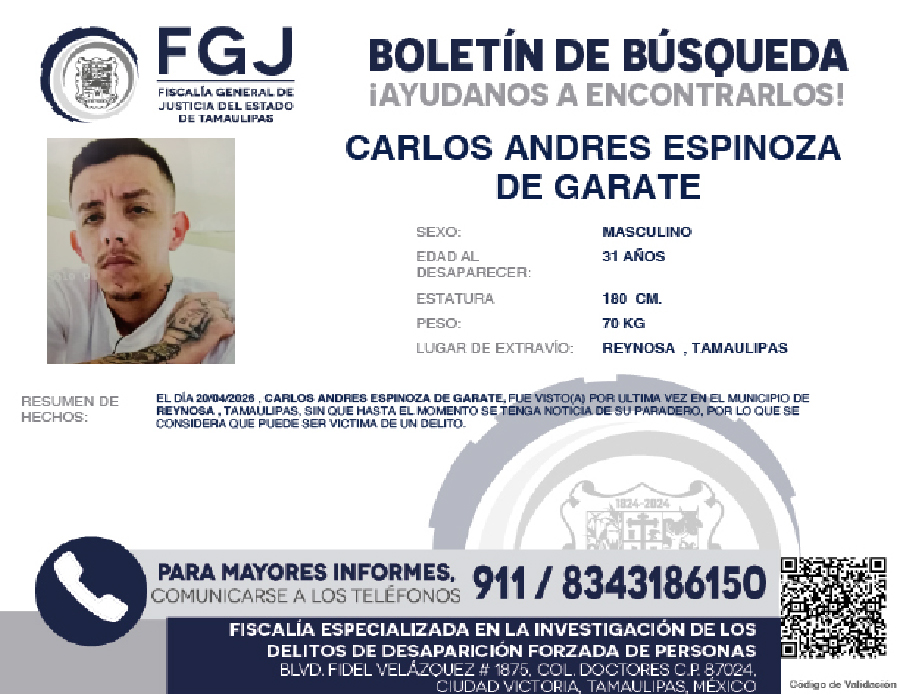 Boletín de Búsqueda Carlos Andre
