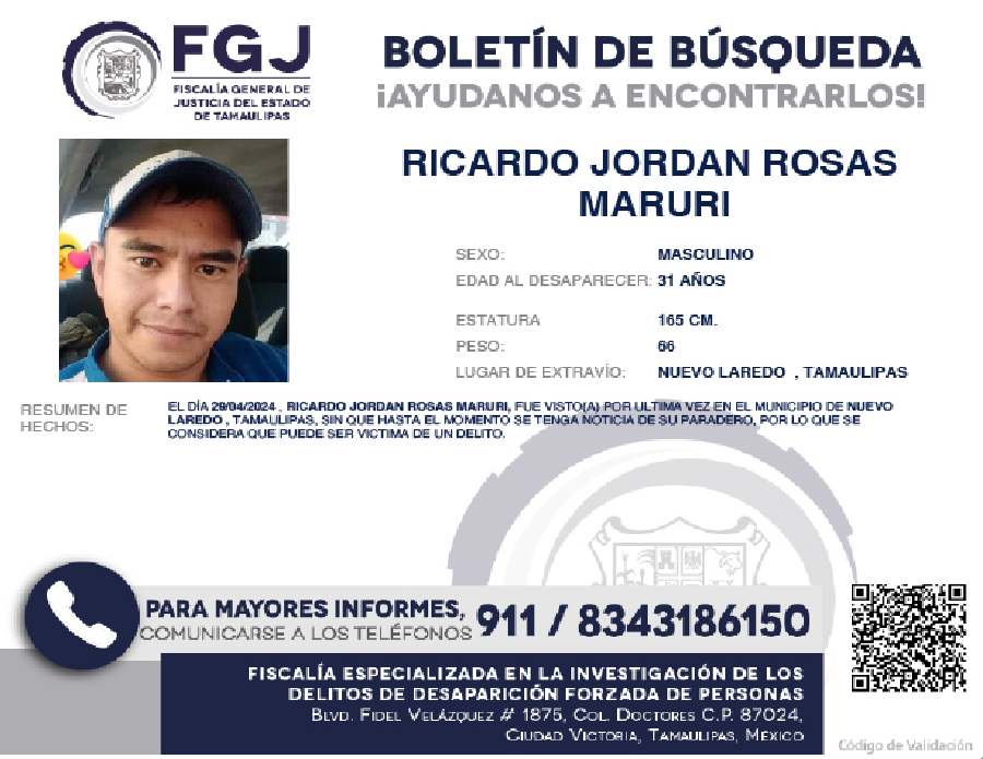 Boletín de Búsqueda Ricardo Jordan