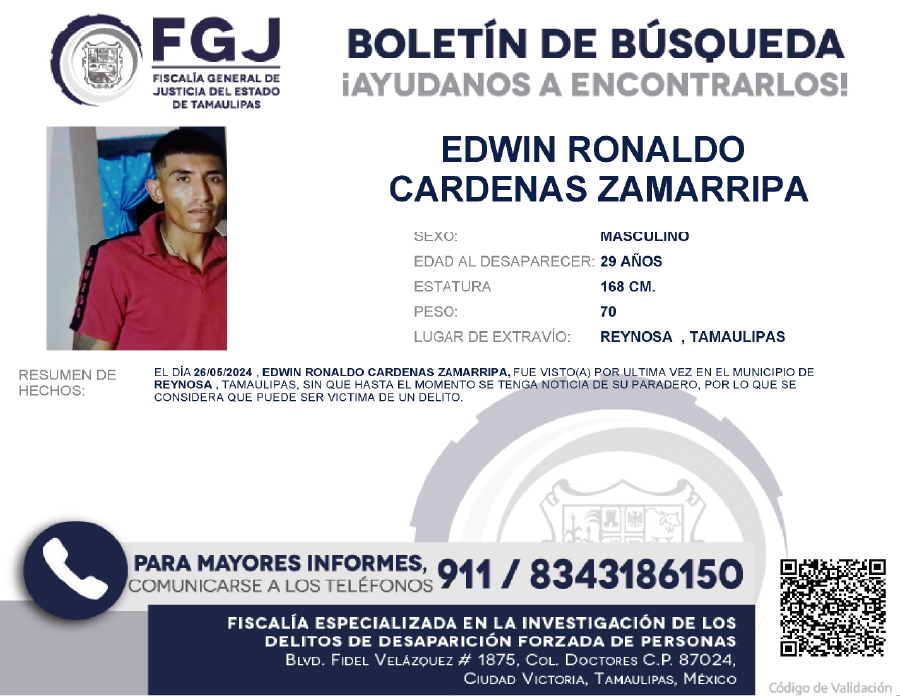 Boletín de Búsqueda Edwin