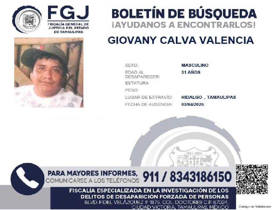 Boletín de Búsqueda Giovany