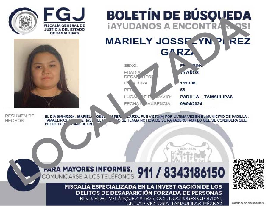 Boletín de Búsqueda Marielu Josselyn