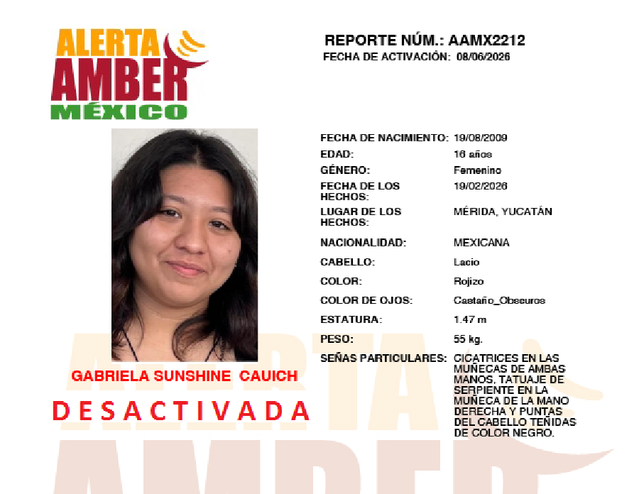 Alerta Gabriela sunshine