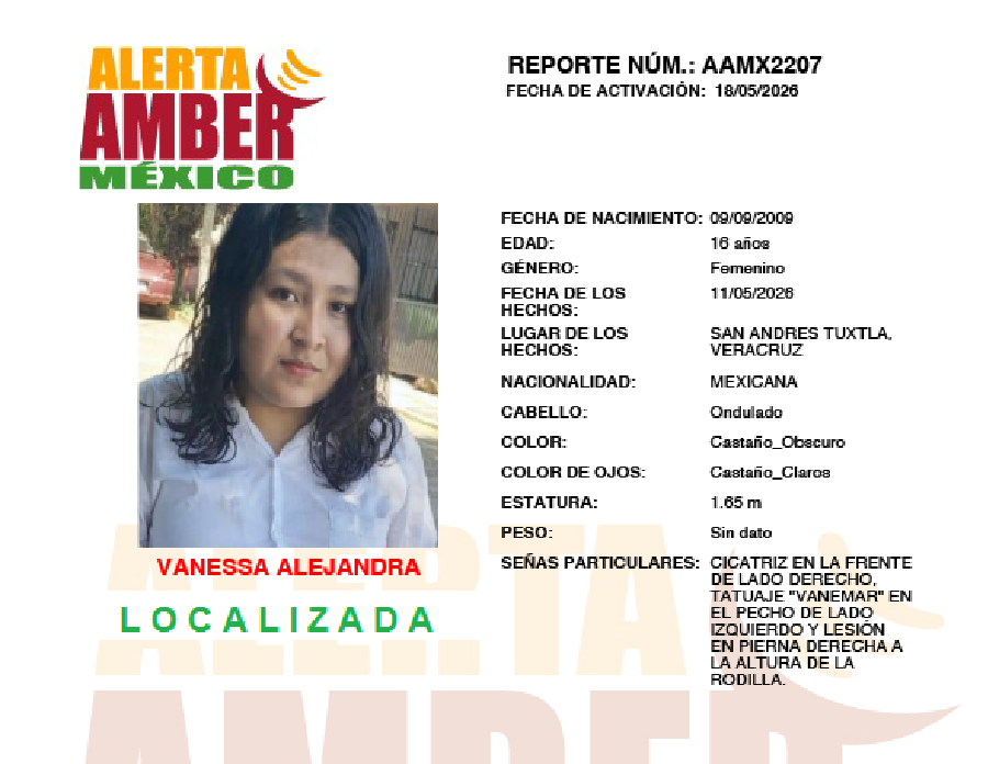 Alerta Amber Vanessa