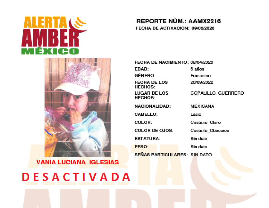 Alerta Amber Vania luciana