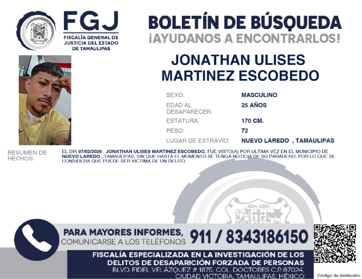 Boletín de Búsqueda Jonhatan