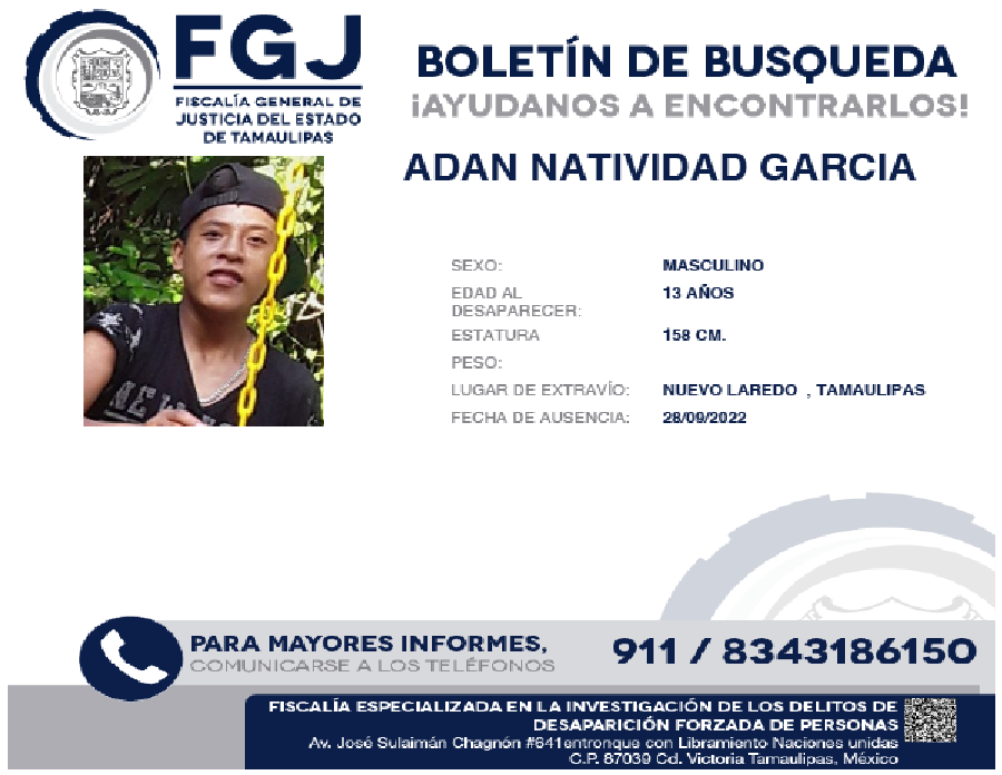 Boletín de búsqueda Adan Natividad