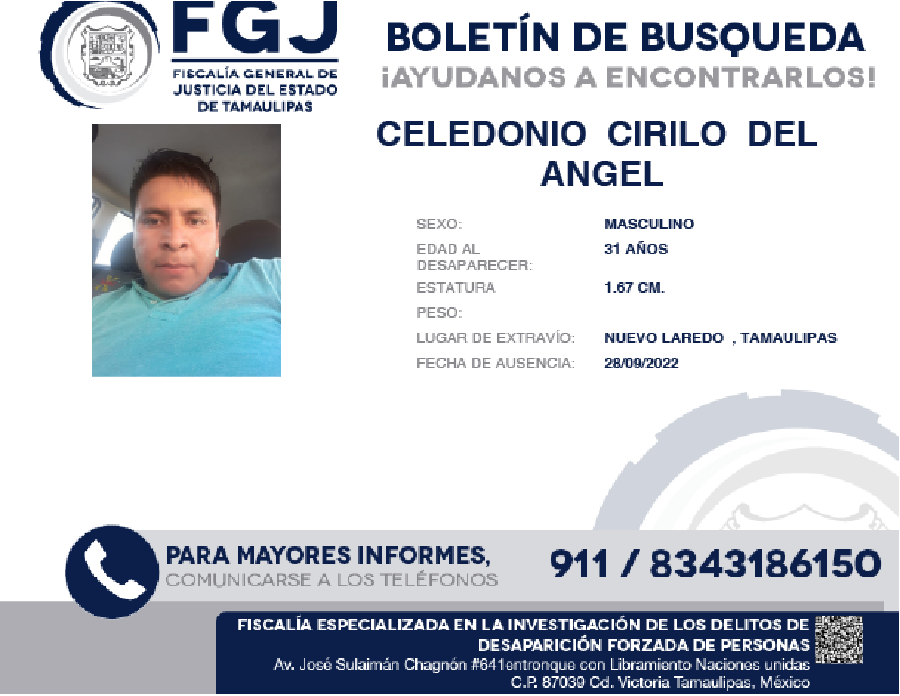 Boletín de Búsqueda Celedonio