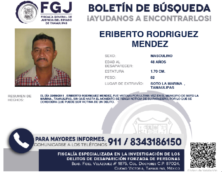 Boletín de Búsqueda Heriberto Rodriguez