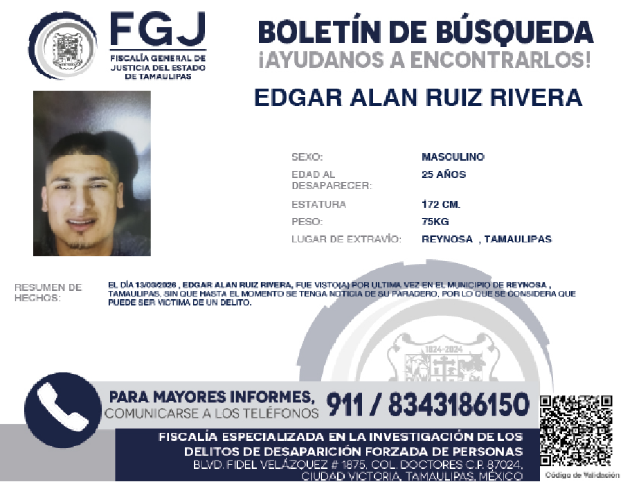 Boletín de búsqueda Edgar Alan