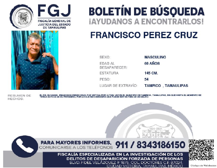 Boletín de Busqueda Francisco Perez Cruz