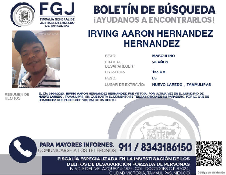 Boletín de Búsqueda Irving