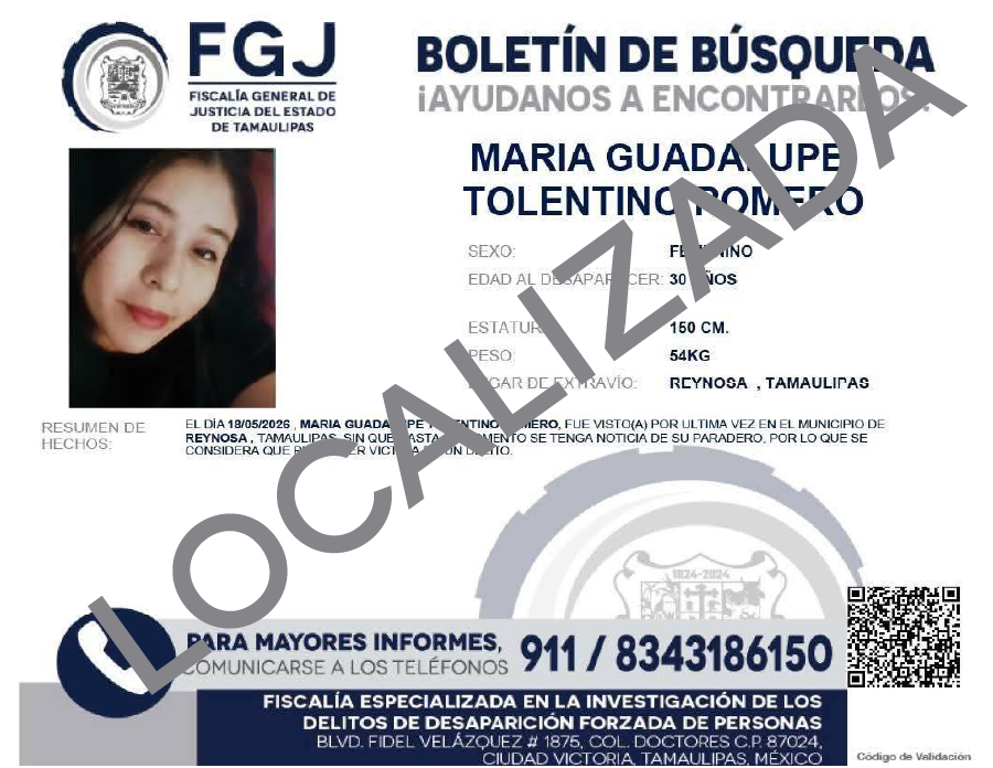 Boletín de Búsqueda Maria Guadalupe