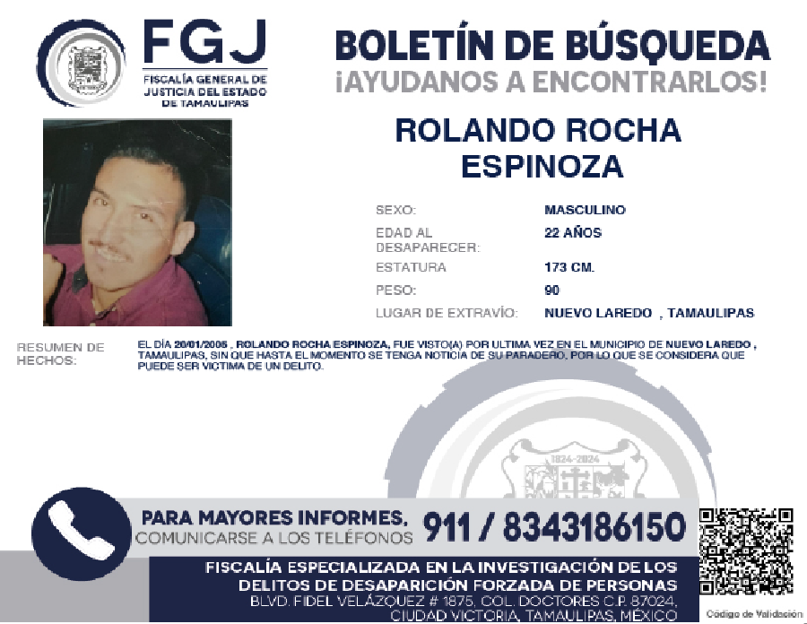 Boletín de Busqueda Rolando Rocha