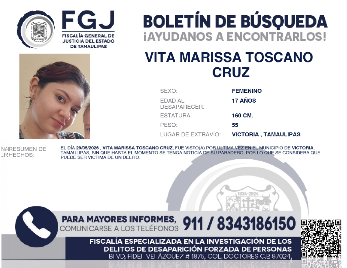 Boletín de búsqueda Vita Marissa
