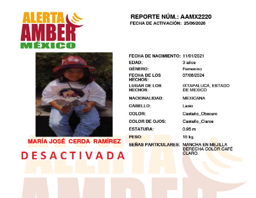 Alerta Amber Maria Jose