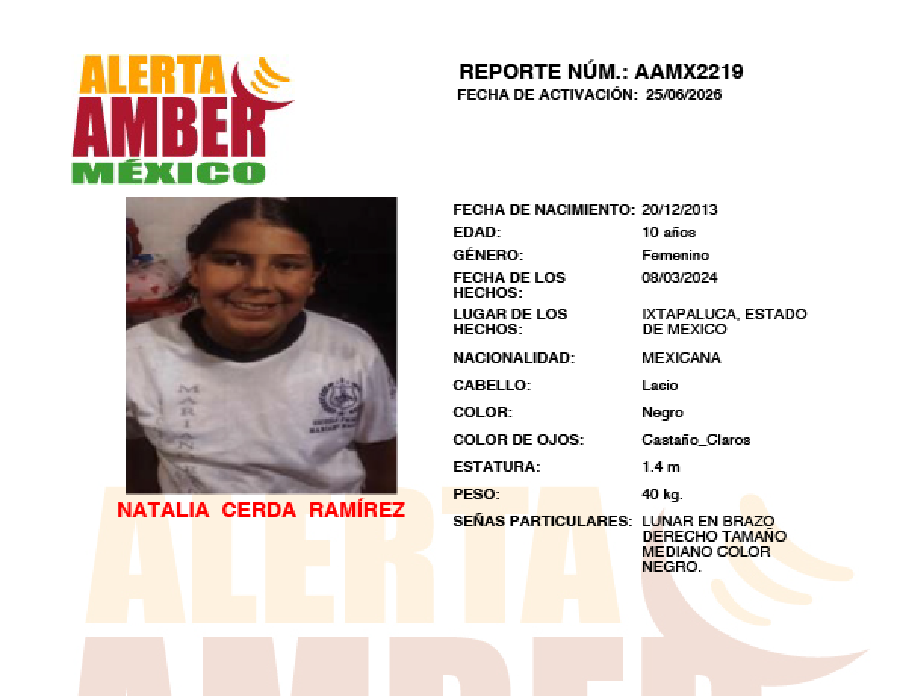 Alerta Amber Natalia Cerda