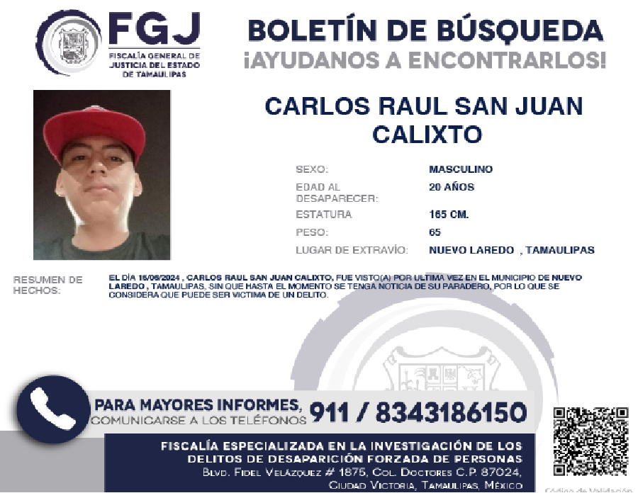 Boletín de búsqueda Carlos Raul