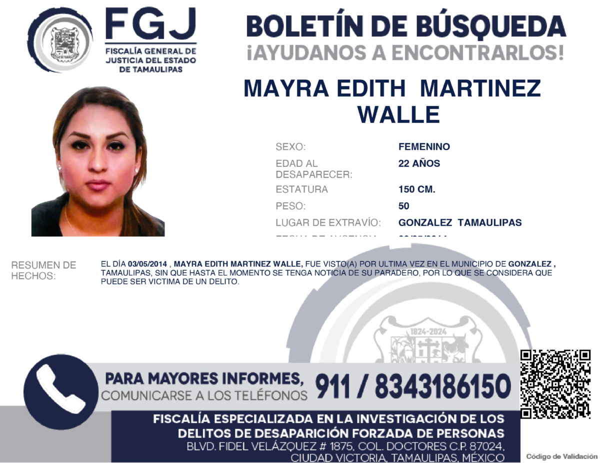 Boletín de búsqueda Mayra