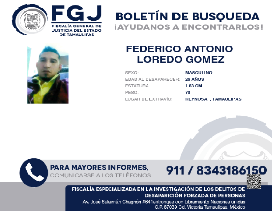 Boletín de búsqueda Federico