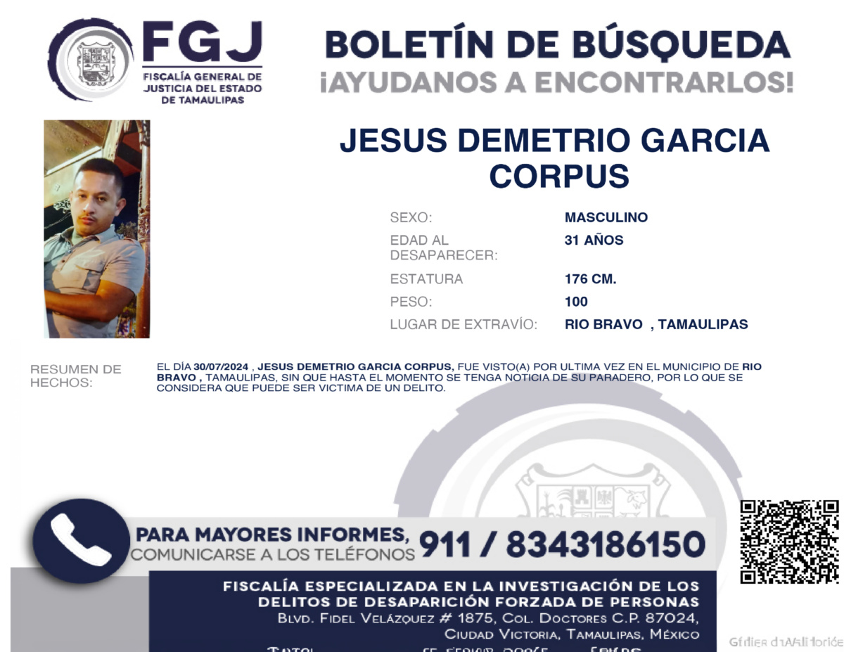 boletin de busqueda Jesus Demetrio
