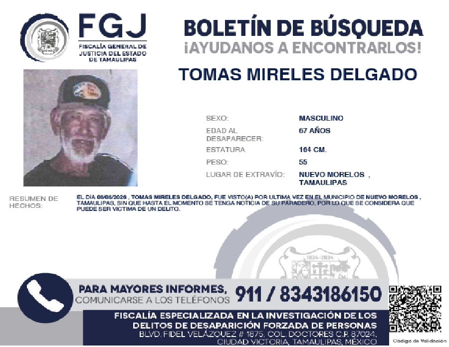 Boletín de Búsqueda Tomas Mireles