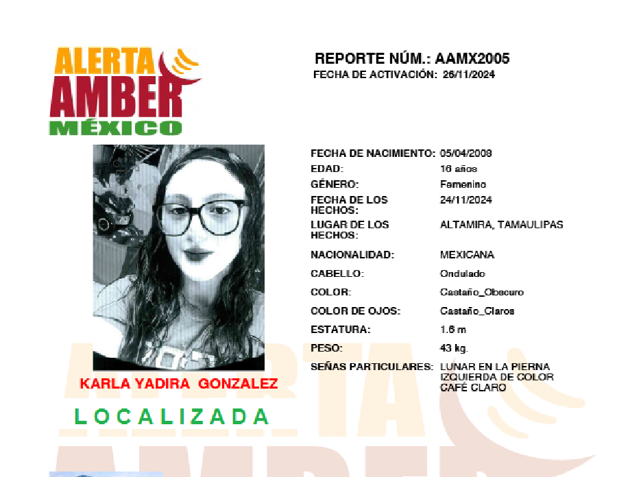 Alerta Amber Karla