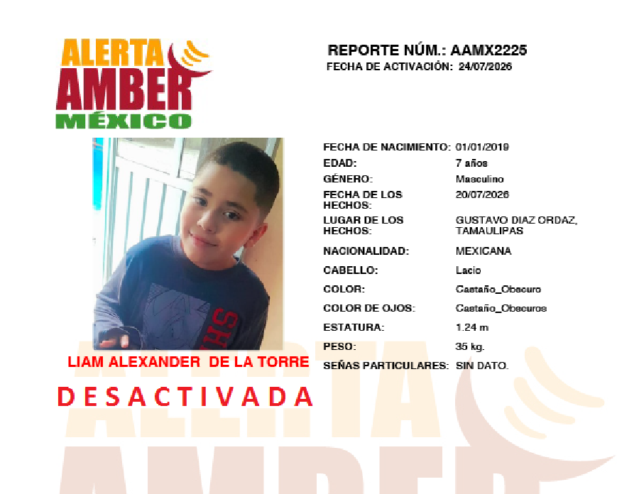 Alerta Amber Liam