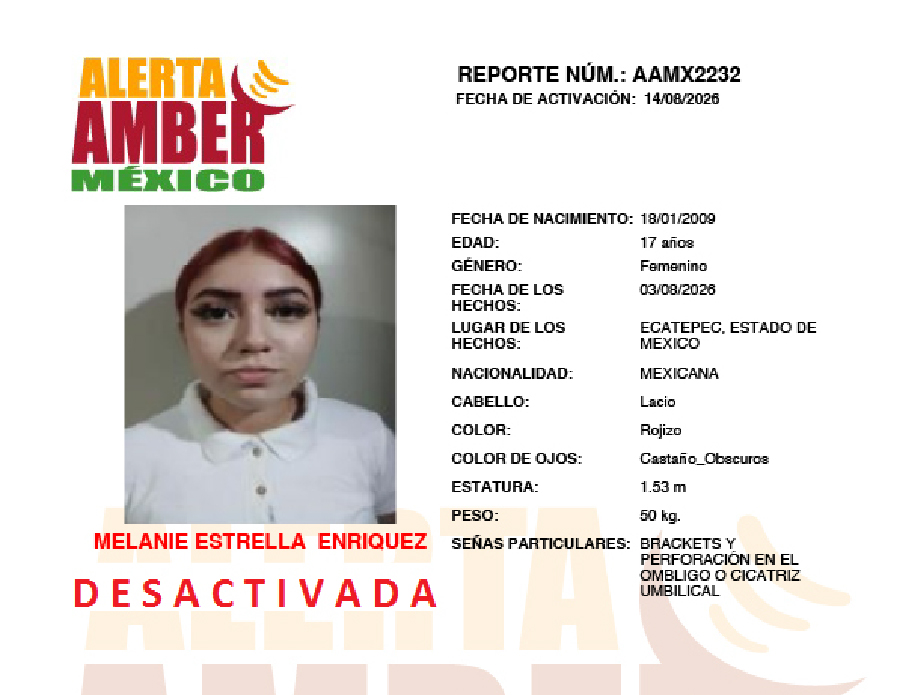Alerta Amber Melanie